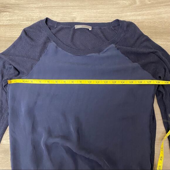 Vince Sweater Panel Mix Media Navy Blue Size S - Picture 5 of 6